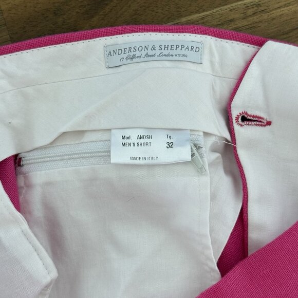 ANDERSON & SHEPPARD Savile Row Chino Shorts - Fuchsia - Size 32 Old Money Preppy - Picture 7 of 9